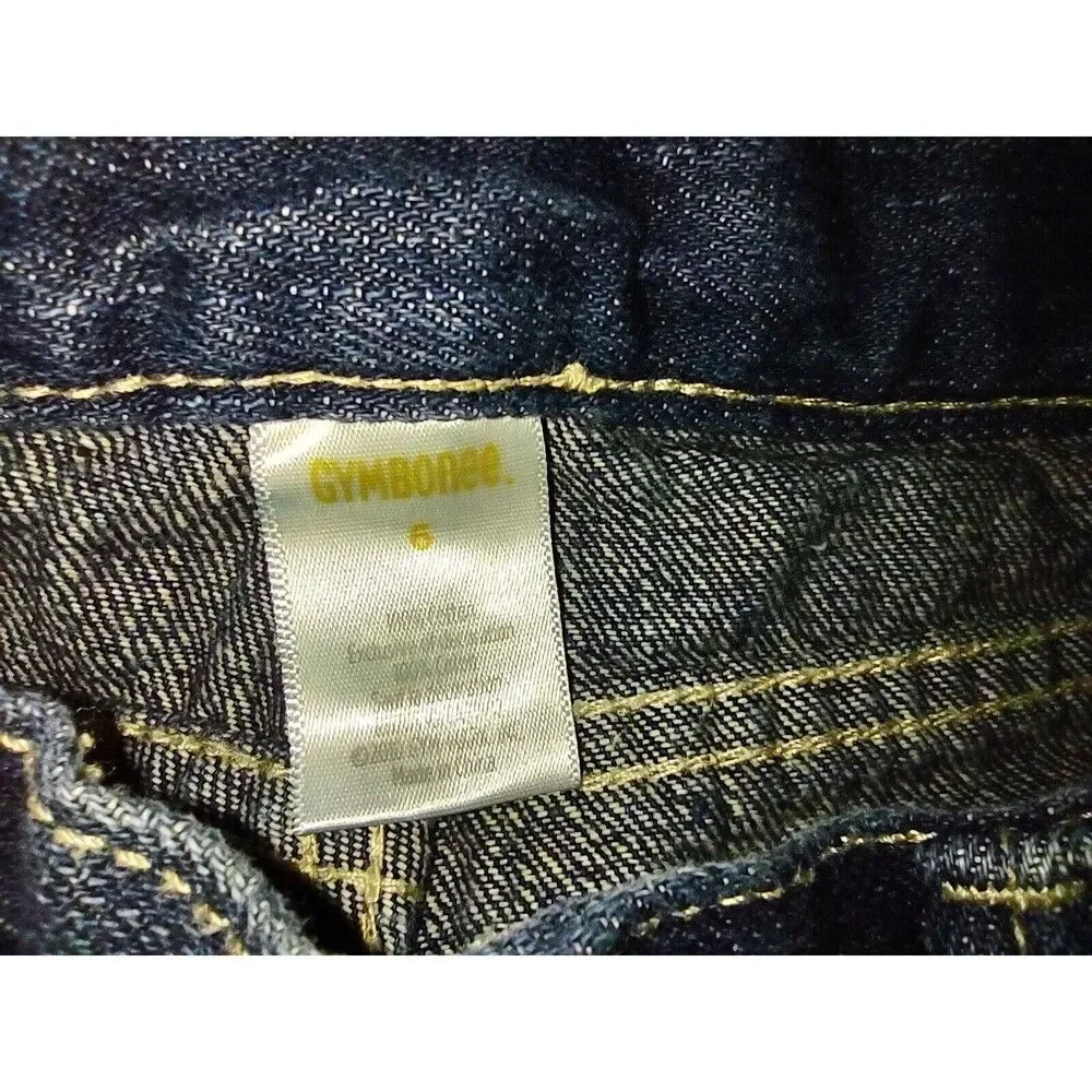 EUC Sz 6 Girls Gymboree Denim Jeans W/Stripes & Bows Adjustable Waist